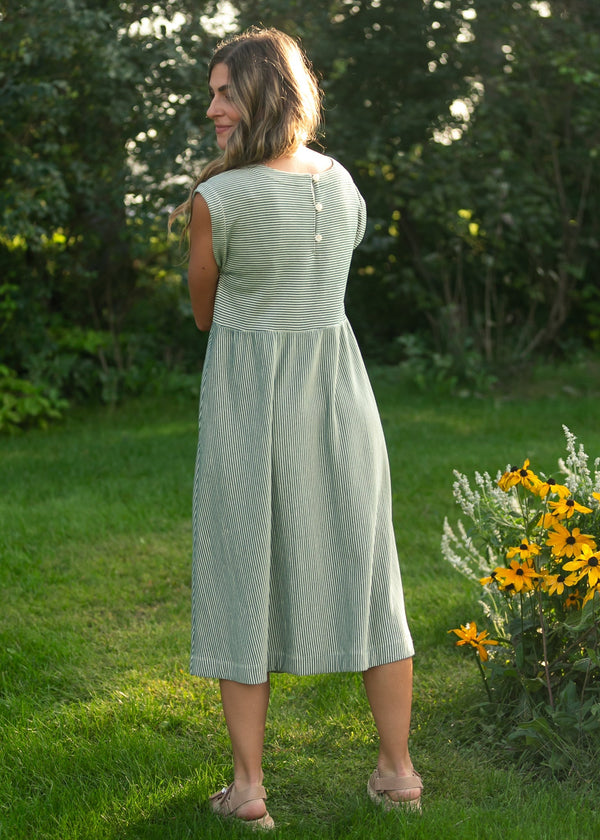 Olivia Green A-line Striped Midi Dress - product image 10
