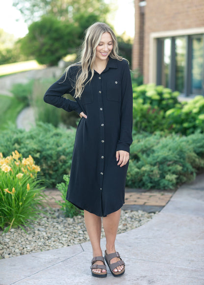 Teagan Black Ultra Soft Shirt Dress