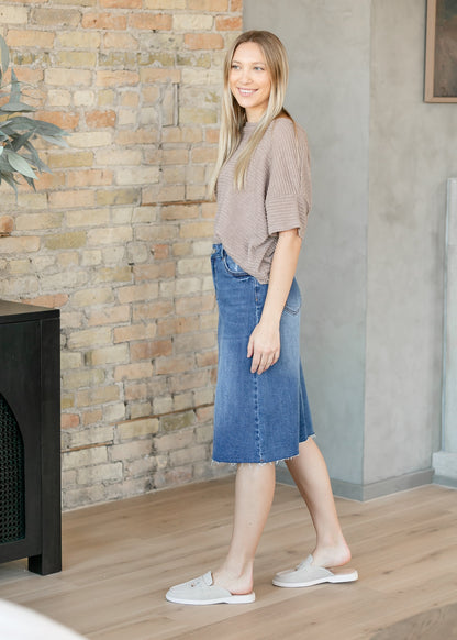 Rylin Raw Hem Midi Skirt