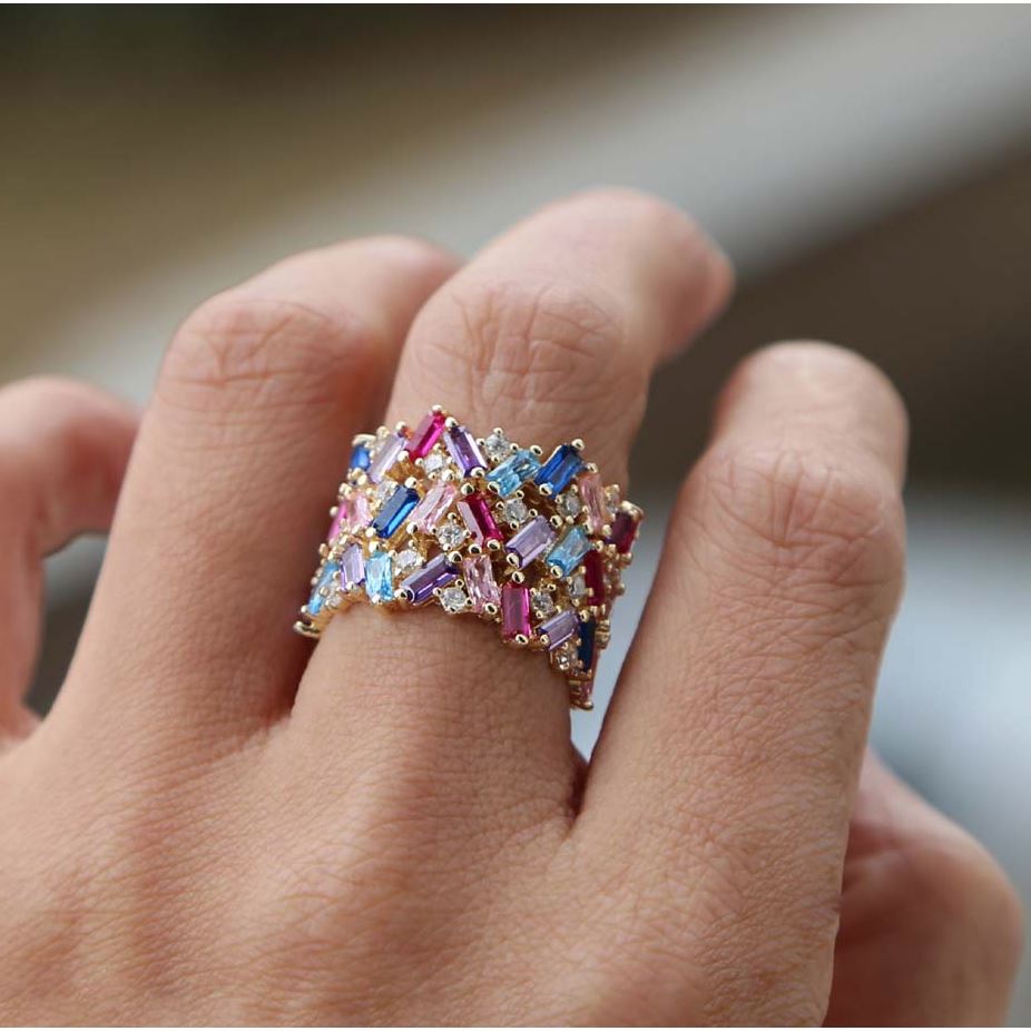 Stacie Rainbow Baguette Ring Secondary image