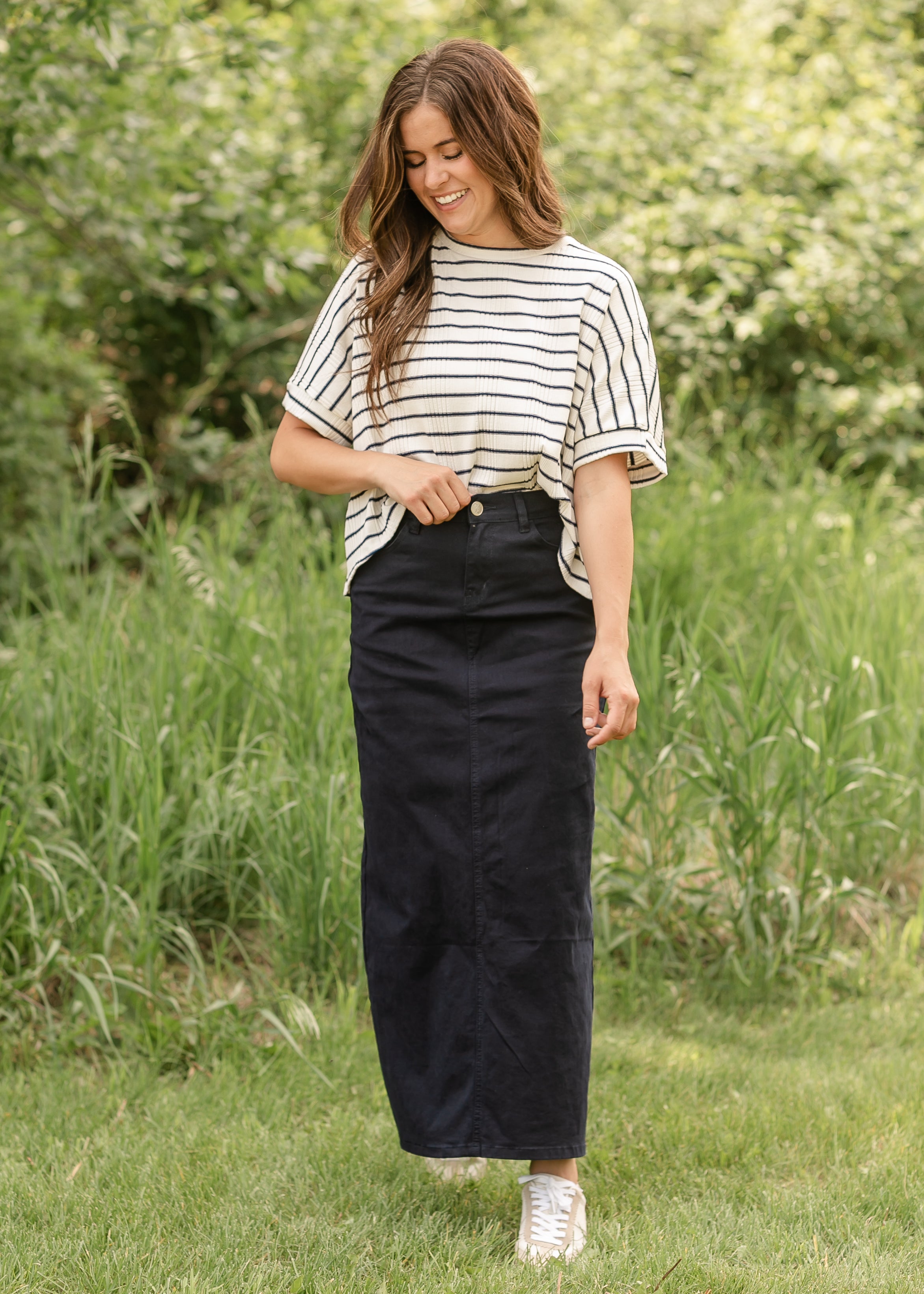 Stella Navy Maxi Denim Skirt Secondary image