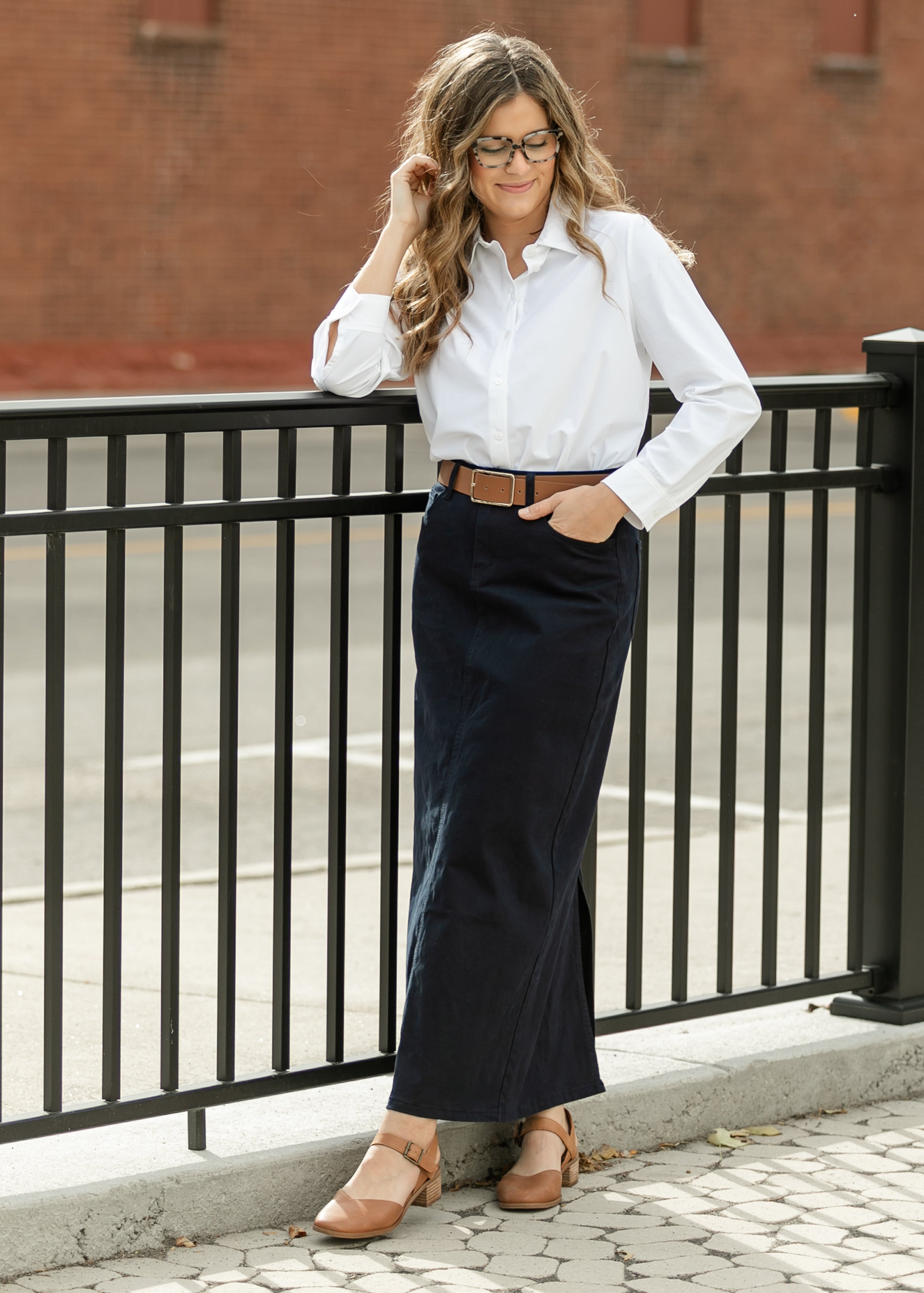 Stella Navy Maxi Denim Skirt Main image
