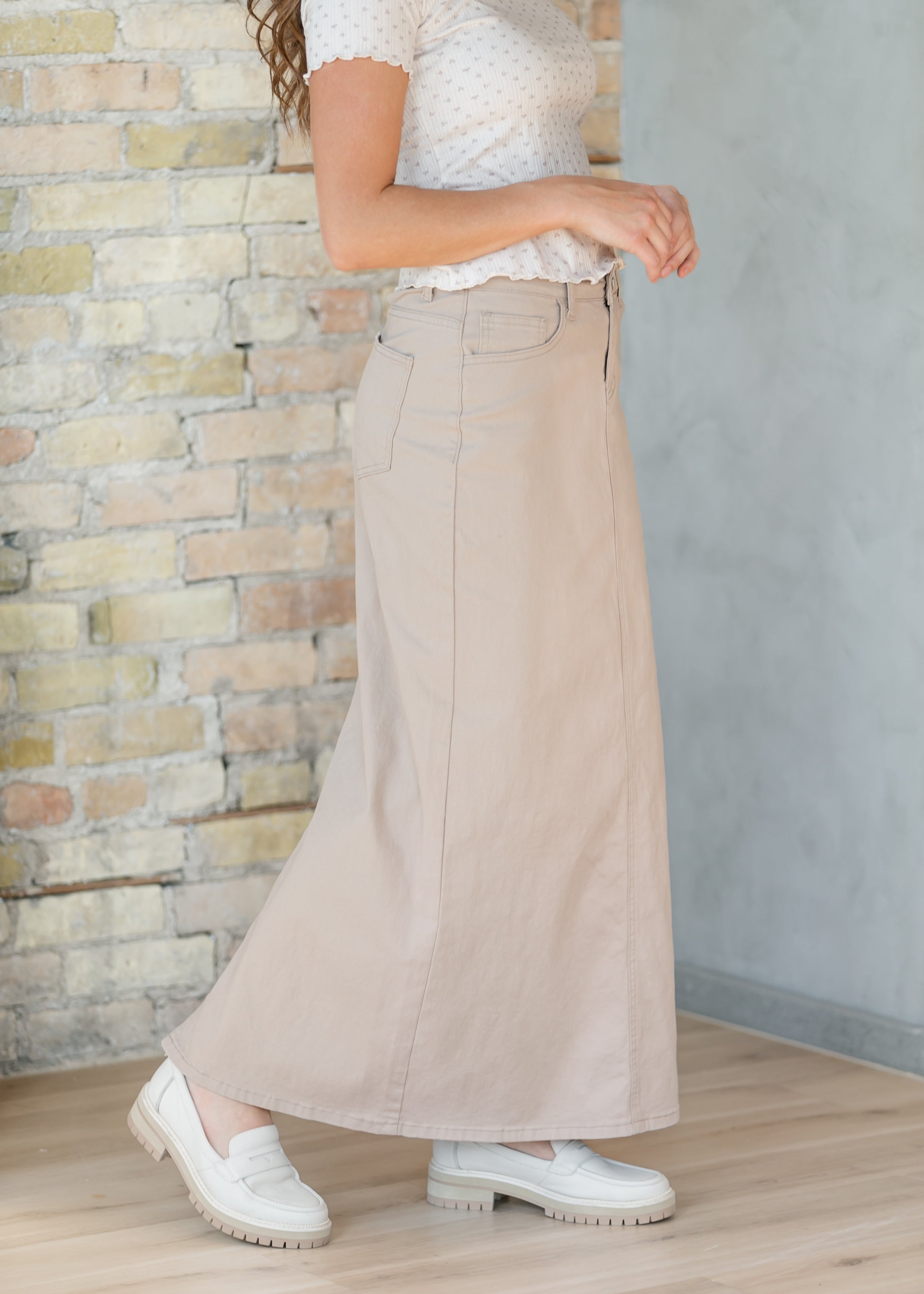 Stella Simply Taupe Denim Maxi Skirt Secondary image
