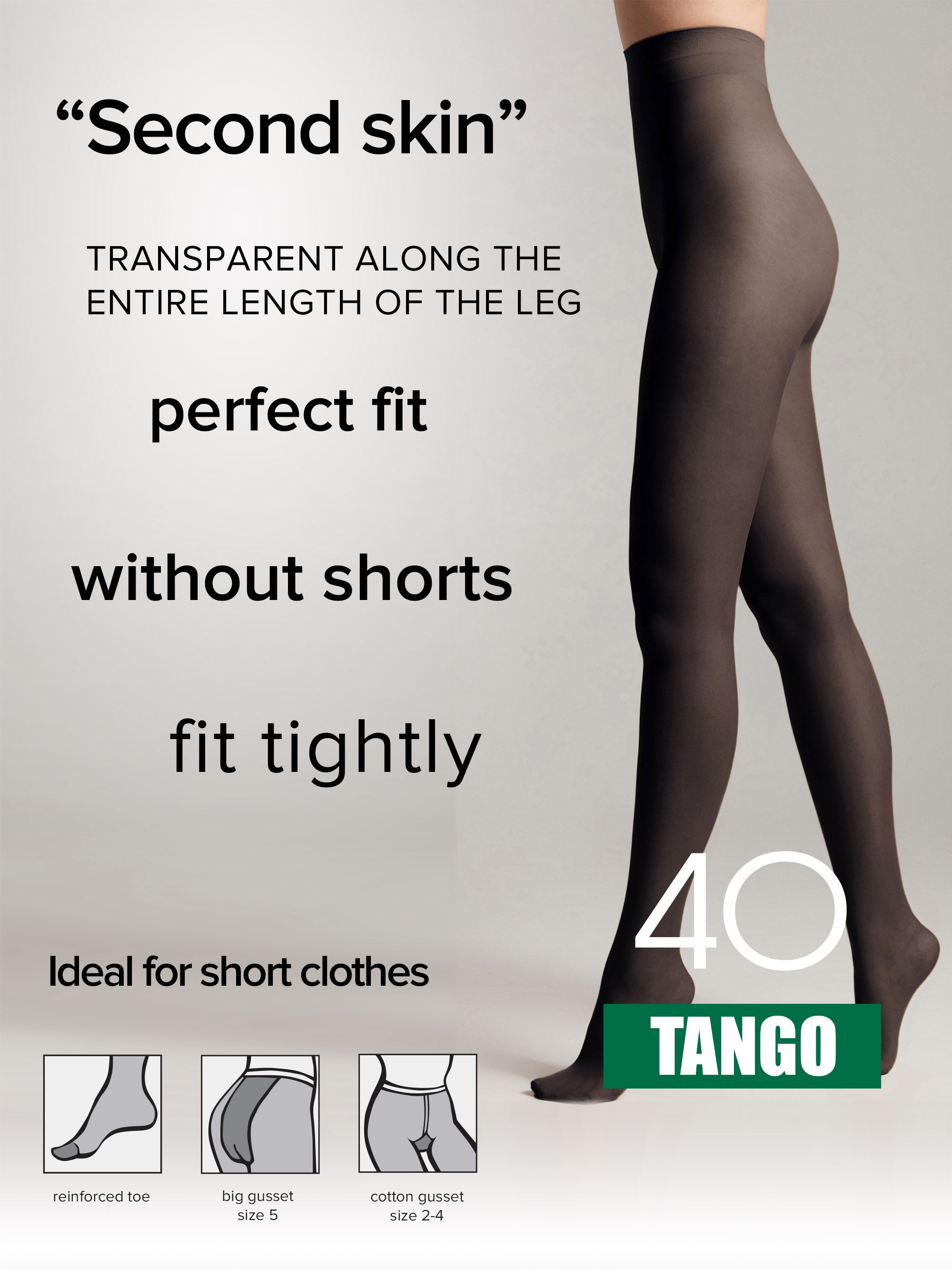 Tights Conte Tango 40 Den - Sheer to Waist Satin Shine Secondary image