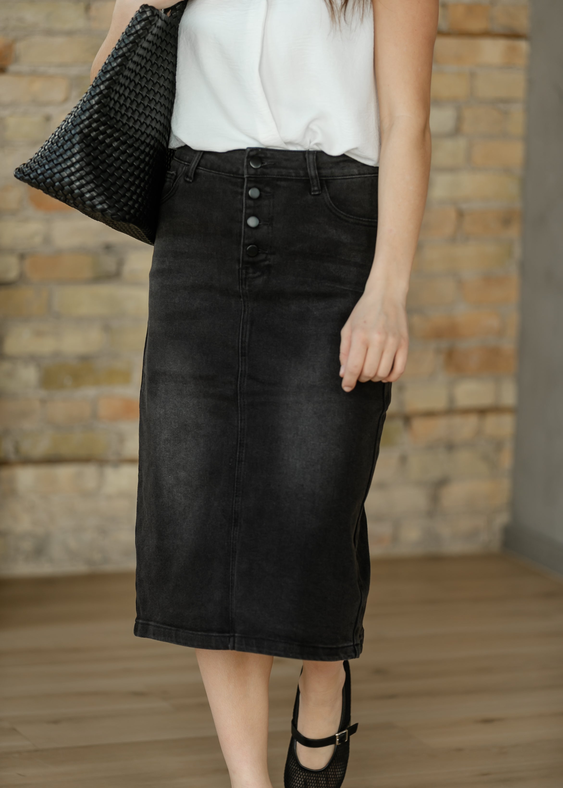 Tiffany Black Denim Midi Skirt - FINAL SALE Main image