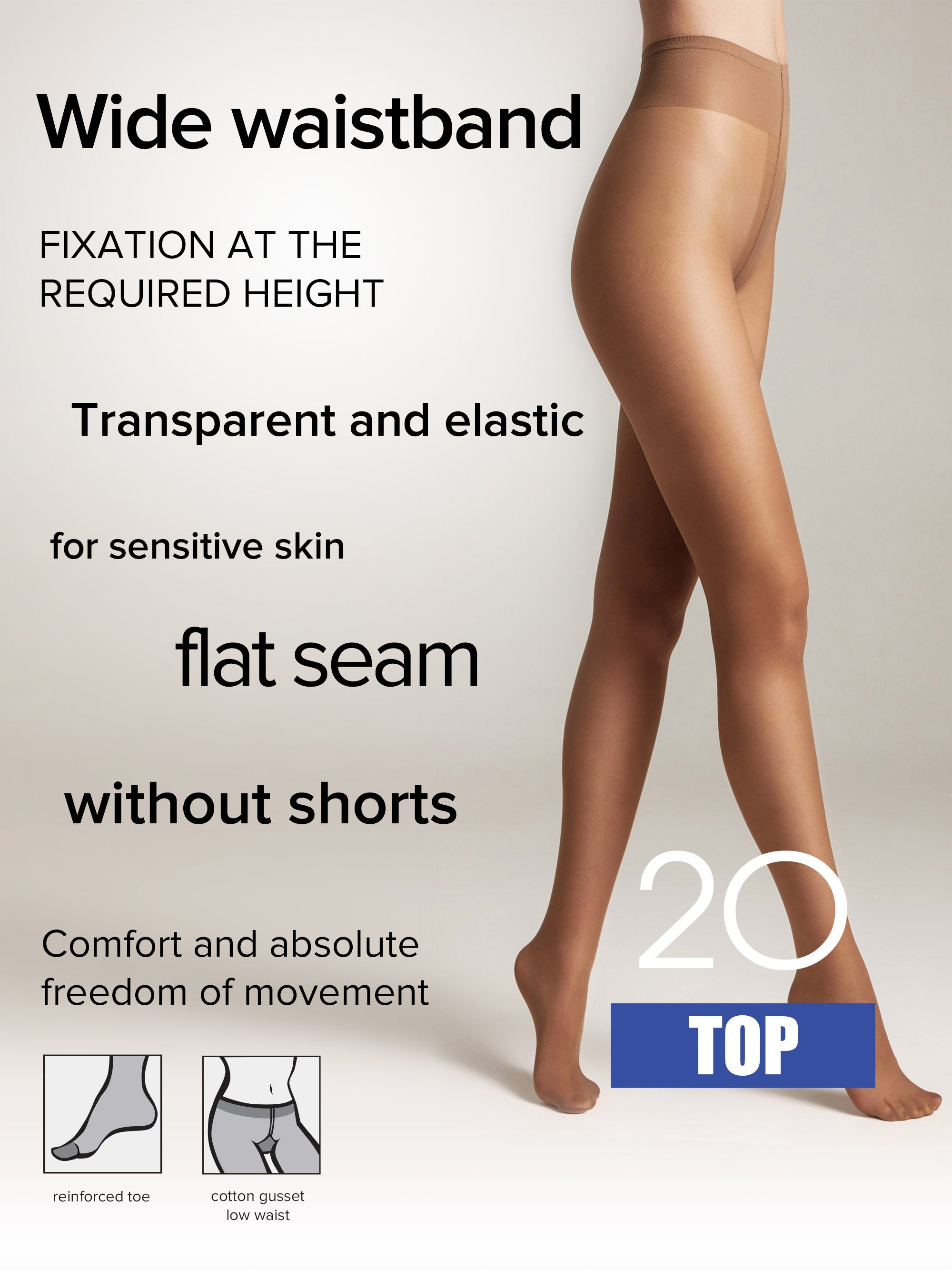 Tights Conte Top 20 Den - Low Waist Adjustable Belt Secondary image