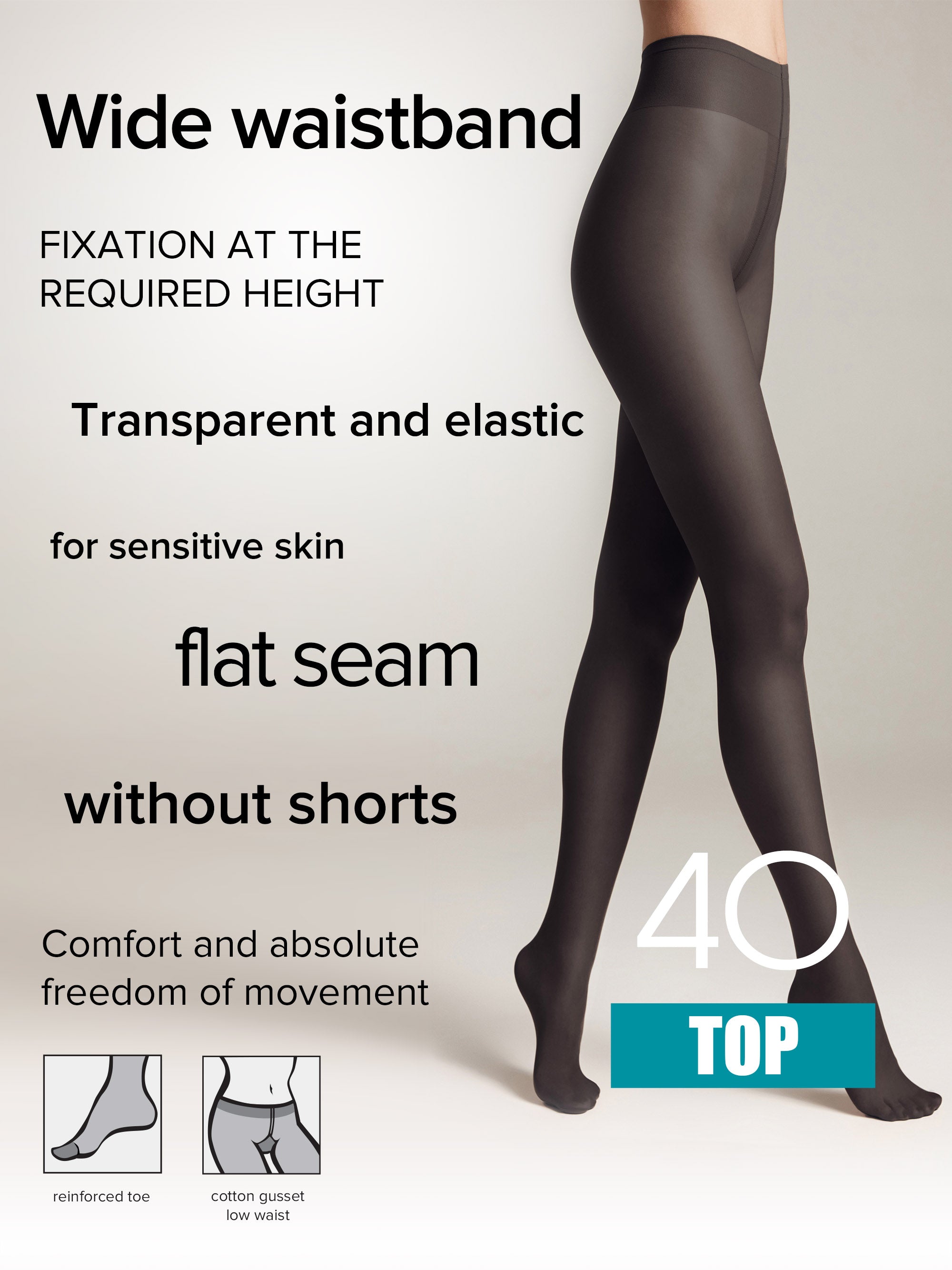 Tights Conte Top 40 Den - Low Waist Adjustable Belt Secondary image
