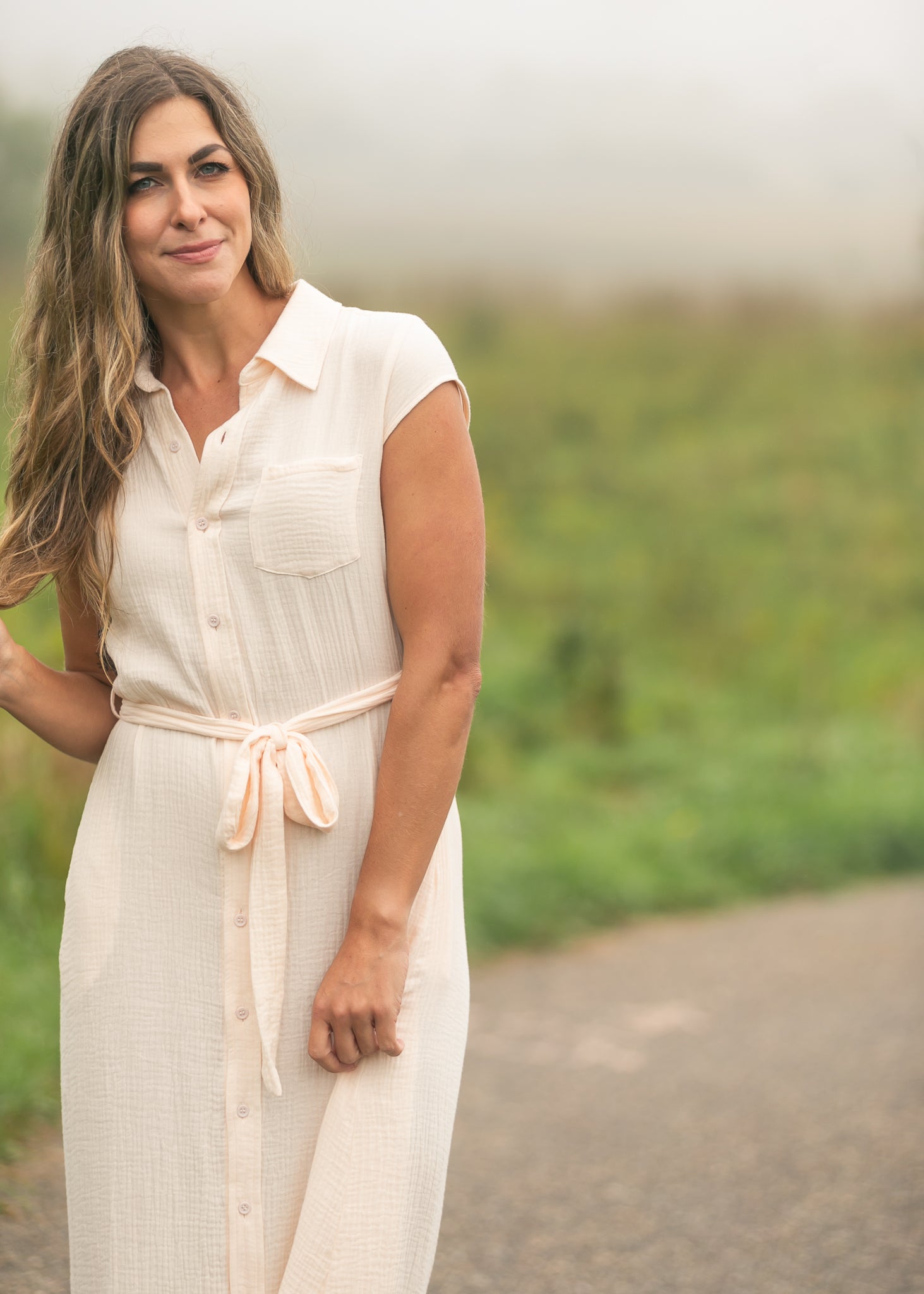 Willow Blush Pink Cotton Gauze Midi Dress Main image
