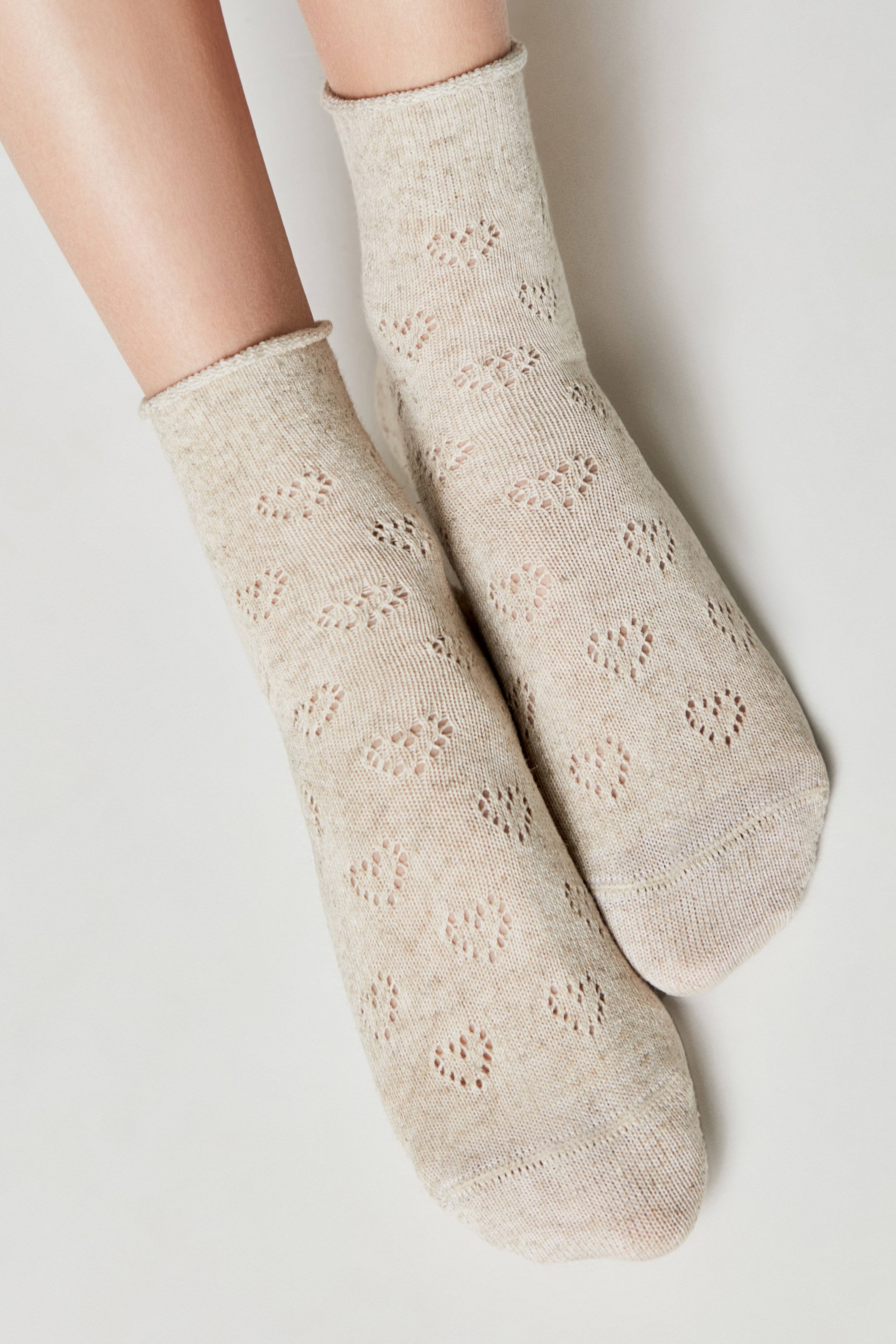 Cotton Linen Socks Conte Classic 542 - Hearts Pattern Main image