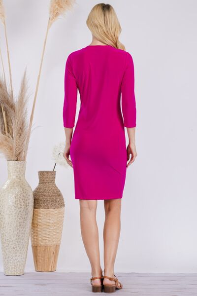 Celeste Full Size Round Neck Long Sleeve Slim Dress