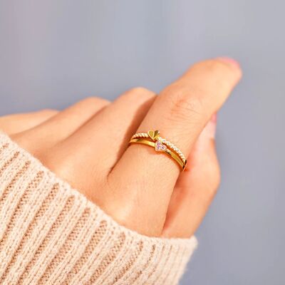 18K Gold-Plated 925 Sterling Silver Double-Layered Ring