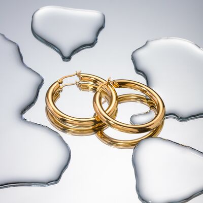 18K Gold-Plated Stainless Steel Huggie Earrings