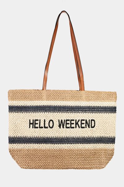 Fame Letter Graphic Striped Tote Bag