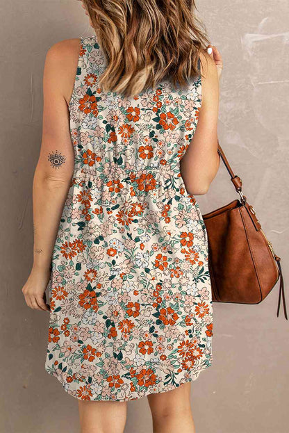 Printed Button Down Sleeveless Magic Dress