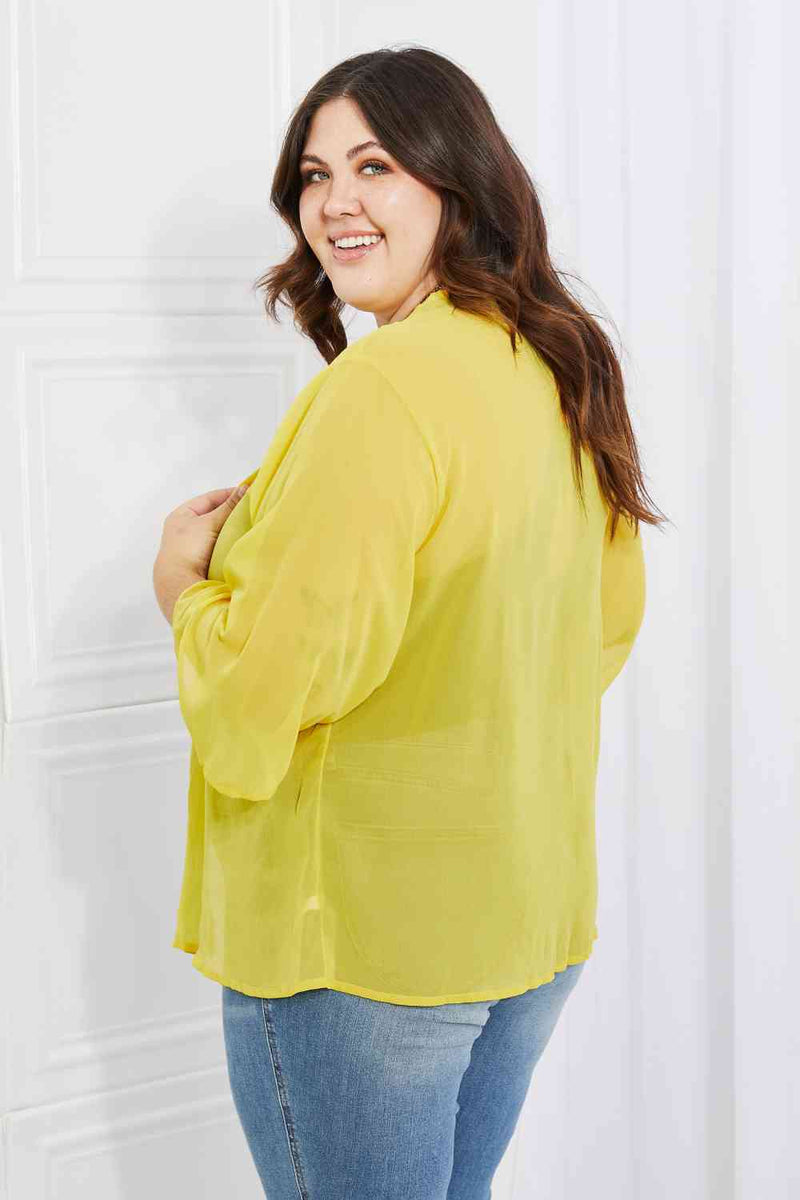 Melody Just Breathe Full Size Chiffon Kimono in Yellow