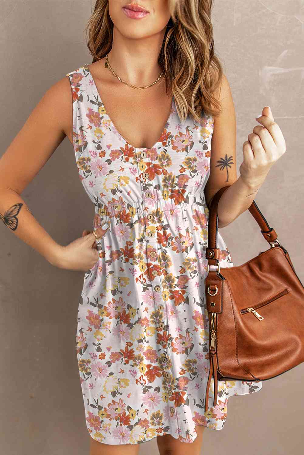 Printed Button Down Sleeveless Magic Dress