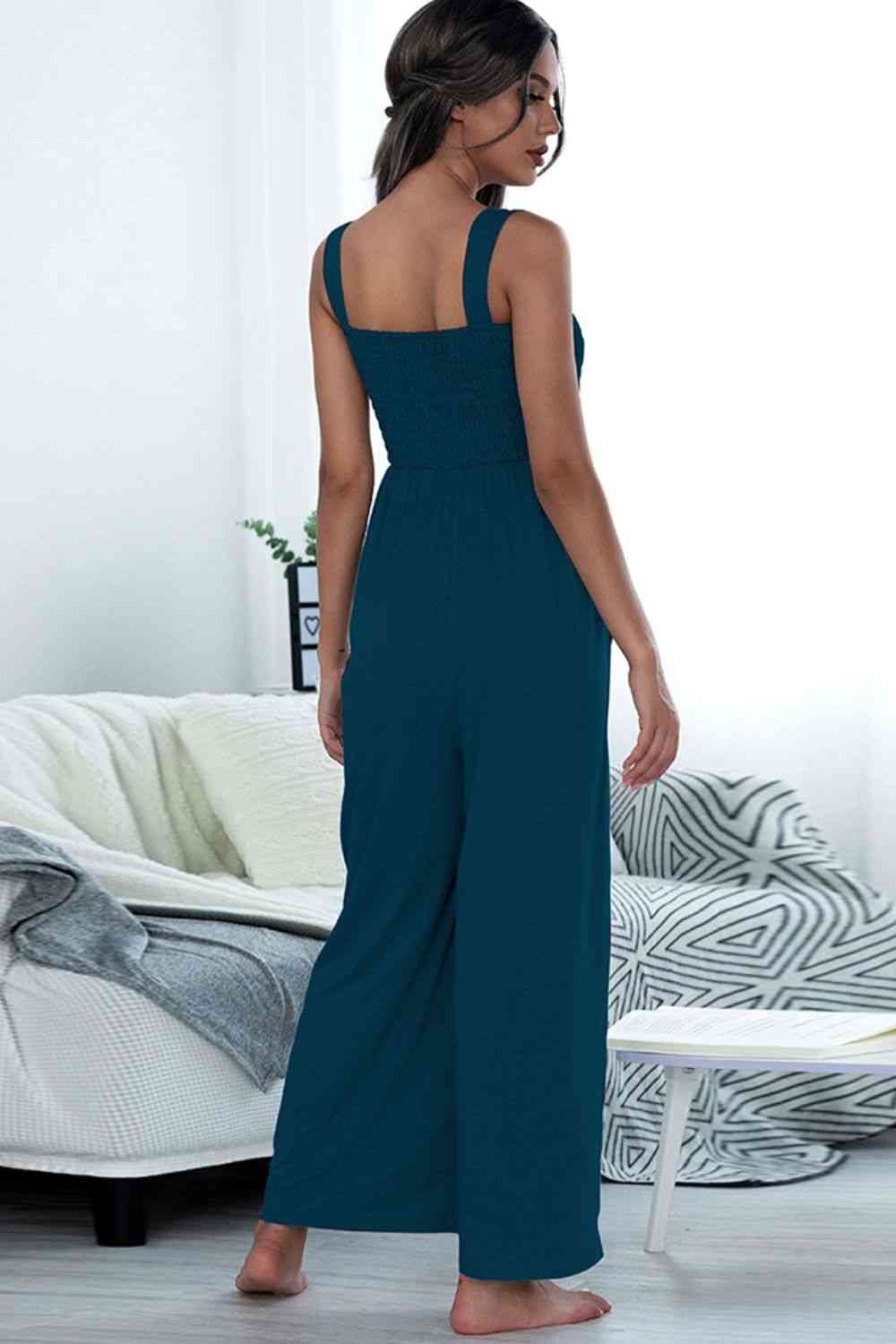 Square Neck Sleeveless Pocket Jumpsuit