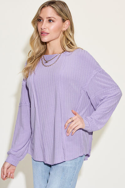 Basic Bae Full Size Ribbed Round Neck Long Sleeve T-Shirt