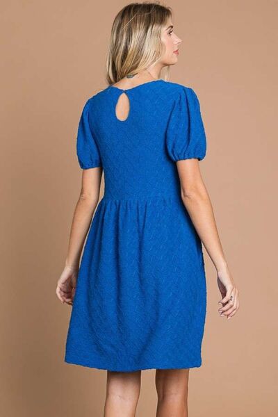 Culture Code Texture Round Neck Short Sleeve Dress with Pockets