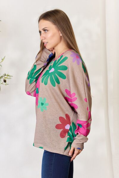 Hopely Full Size Floral V-Neck Long Sleeve Top