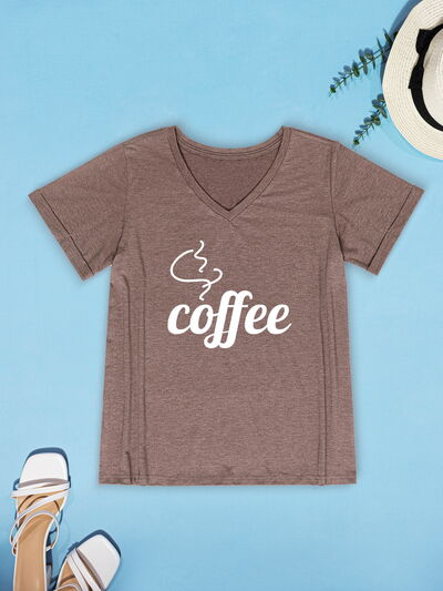 COFFEE V-Neck Short Sleeve T-Shirt