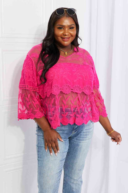 Davi & Dani Full Size Lace Oasis Top