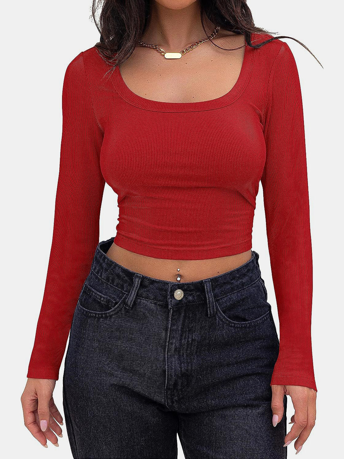 Scoop Neck Long Sleeve T-Shirt