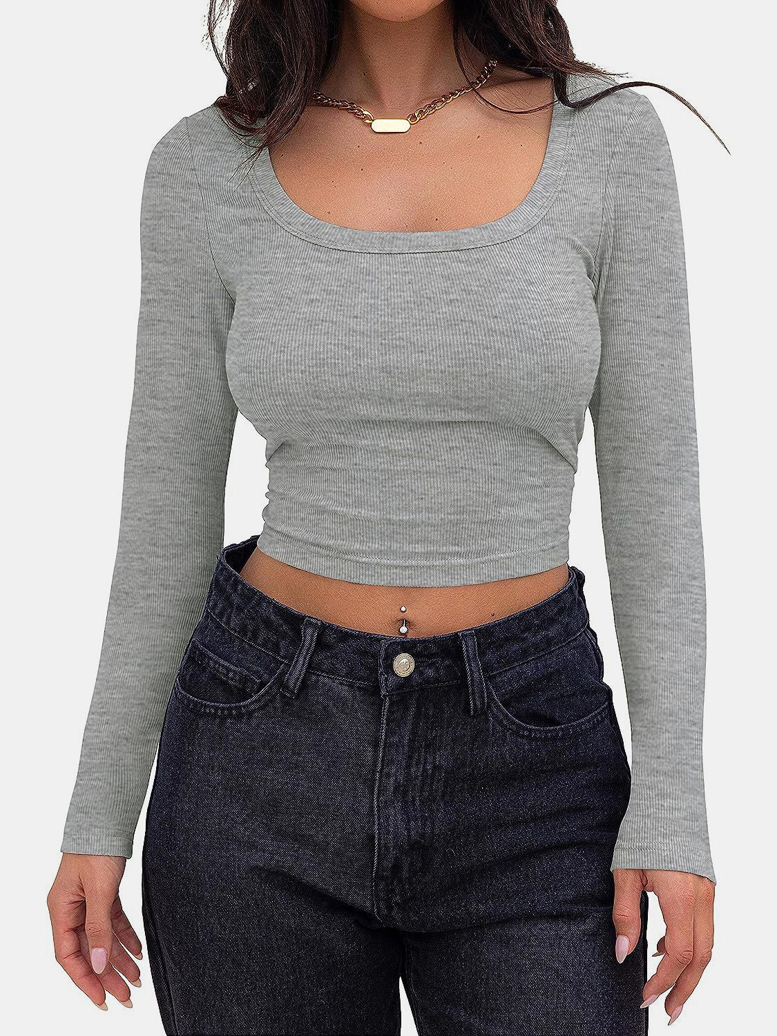 Scoop Neck Long Sleeve T-Shirt