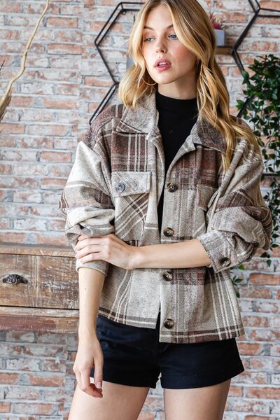 Reborn J Plaid Button Up Long Sleeve Shacket