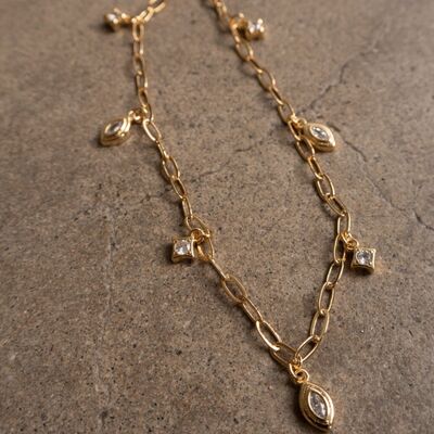 18K Gold-Plated Copper Inlaid Zircon Necklace