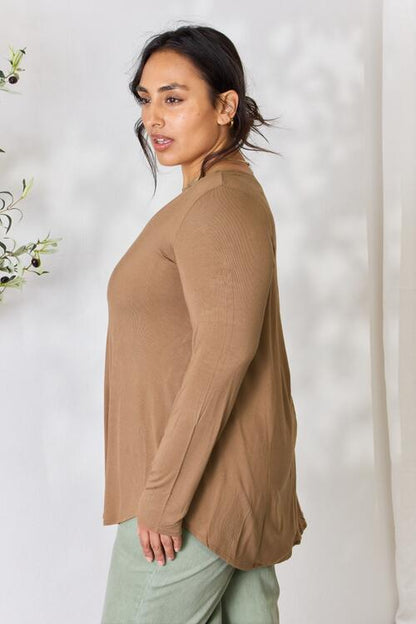 Zenana Full Size Long Sleeve V-Neck Top