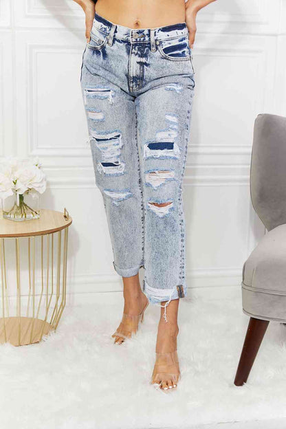 Kancan Kendra High Rise Distressed Straight Jeans