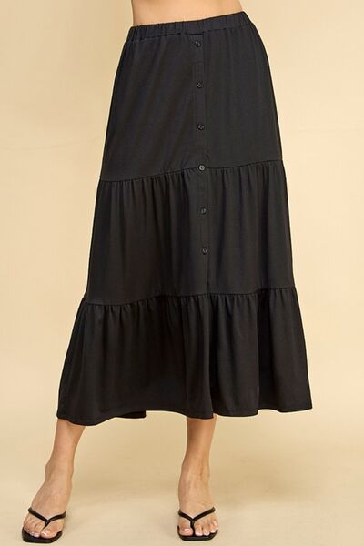 Faith Apparel Tiered Midi Skirt