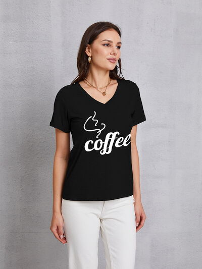 COFFEE V-Neck Short Sleeve T-Shirt