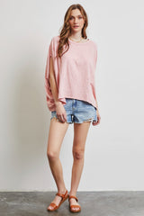 HEYSON Full Size Garment-Dyed Boat Neck Oversized Top