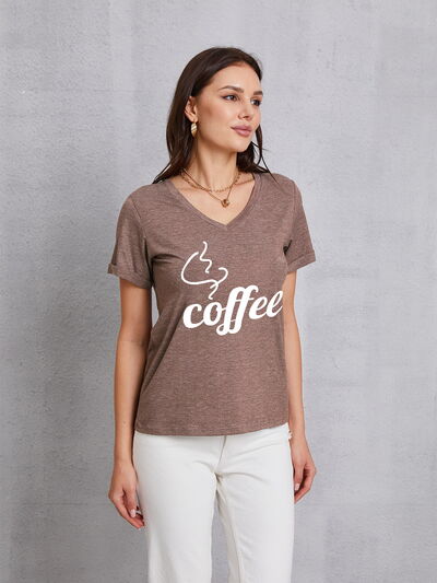 COFFEE V-Neck Short Sleeve T-Shirt