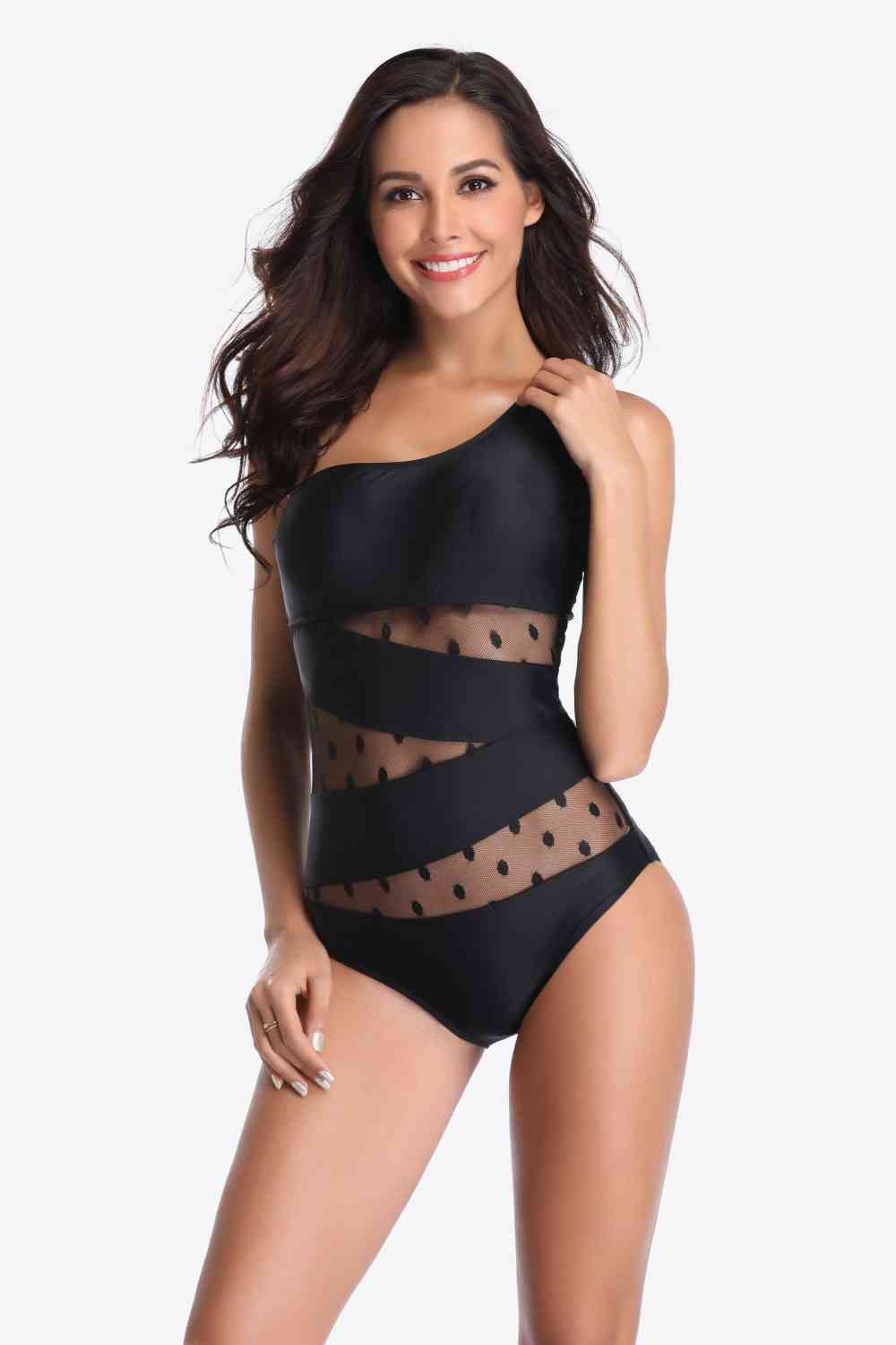 One-Shoulder Sleeveless One-Piece Swimsuit