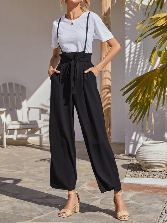 Tie Front Overalls with Pockets - Shopiebay