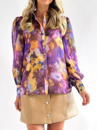 Floral Button Up Collared Neck Shirt
