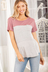Heimish Color Block Striped Round Neck Short Sleeve T-Shirt