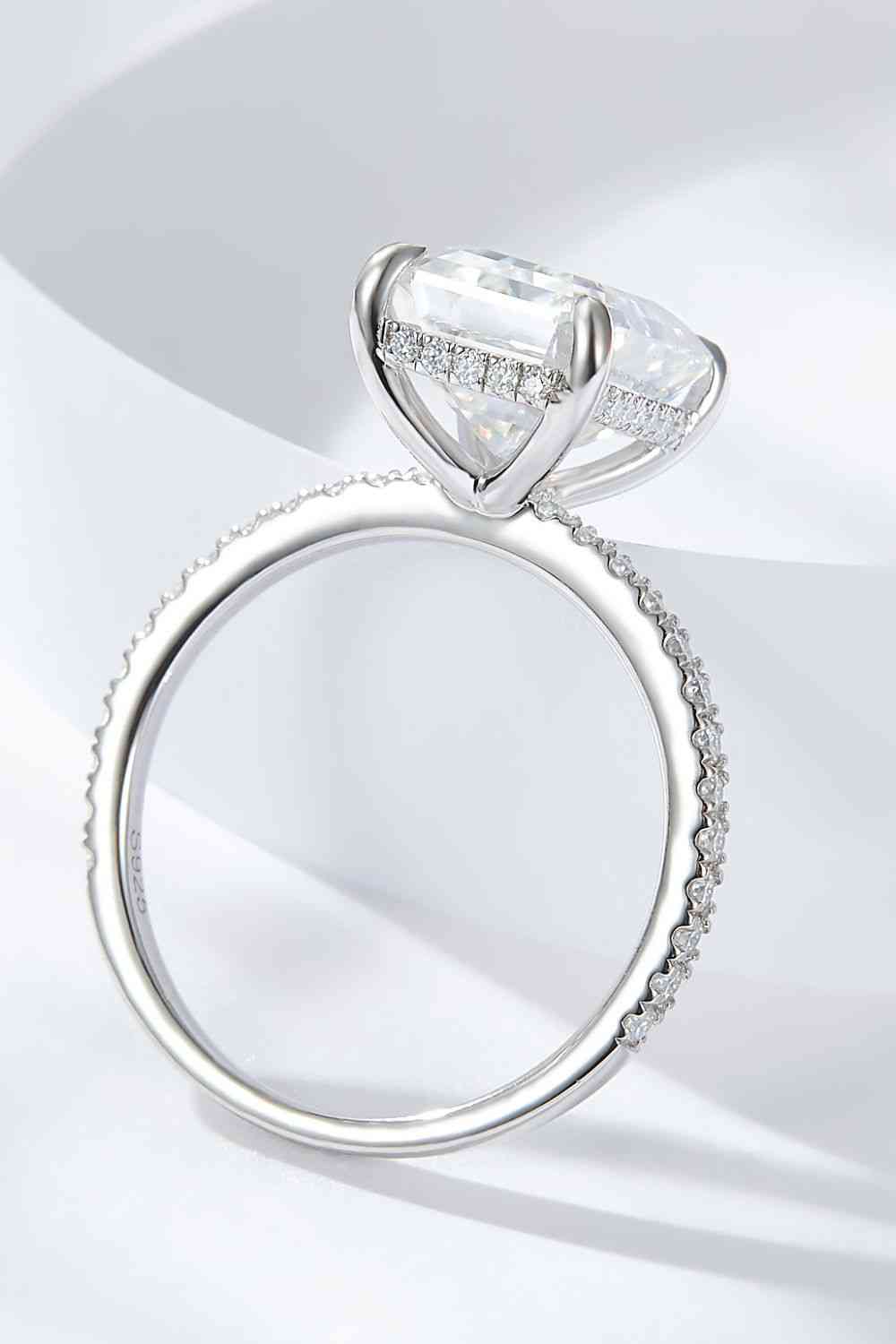 Emerald Cut 4 Carat Moissanite Side Stone Ring