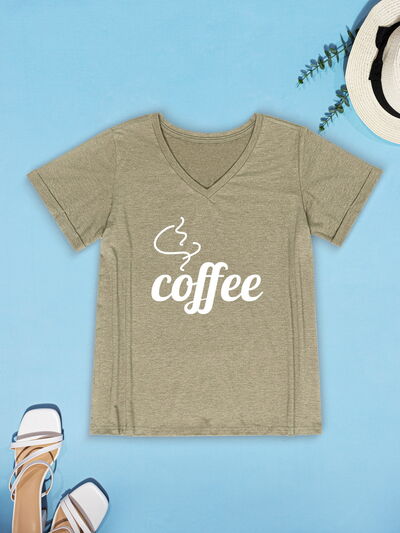 COFFEE V-Neck Short Sleeve T-Shirt