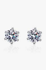 1 Carat Moissanite Rhodium-Plated Stud Earrings