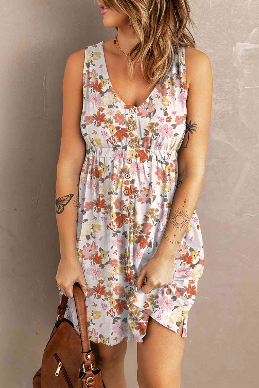 Printed Button Down Sleeveless Magic Dress